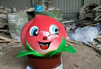 戶外桃子雕塑 噴漆果蔬雕塑 燈光水果雕塑