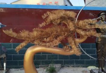 步行街松樹雕塑 游樂場(chǎng)大樹雕塑 鑄造植物雕塑