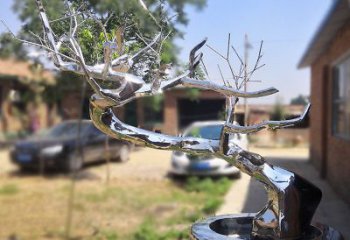 街頭松樹(shù)雕塑 大型別墅區(qū)大樹(shù)雕塑 鋼管植物雕塑