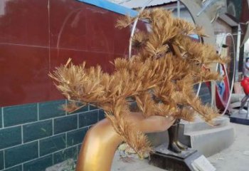 農(nóng)村松樹(shù)雕塑 抽象藝術(shù)植物雕塑 烤漆大樹(shù)雕塑