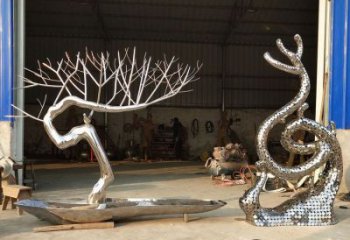 水景松樹雕塑 彩繪剪紙大樹雕塑 現(xiàn)代植物雕塑