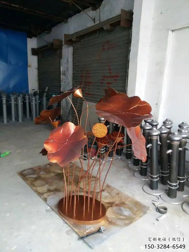 荷葉雕塑 仿真景觀花卉雕塑 烤漆植物雕塑 荷葉雕塑 仿真景觀花卉雕塑 烤漆植物雕塑