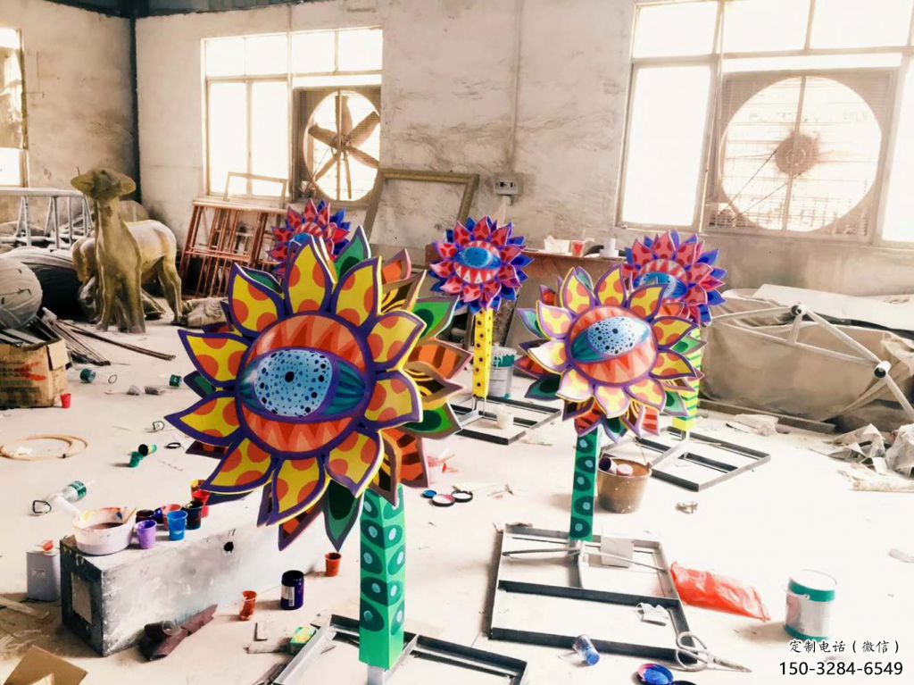 向日葵雕塑 景觀美陳花卉雕塑 噴漆花朵雕塑 向日葵雕塑 景觀美陳花卉雕塑 噴漆花朵雕塑