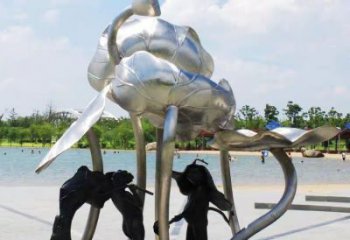 房地產荷葉雕塑 現代景觀花卉雕塑 幾何植物雕塑