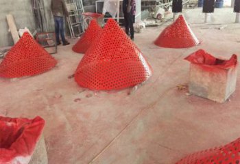 百合花雕塑 抽象藝術植物雕塑 烤漆花卉雕塑