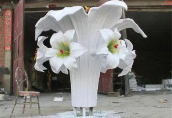 廣場百合花雕塑 抽象花卉雕塑 烤漆植物雕塑