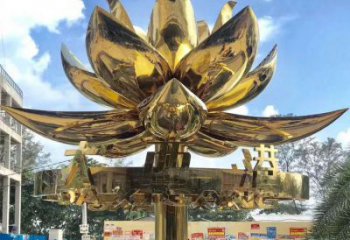 街頭紫荊花雕塑 大型別墅區花卉雕塑 鋼管花朵雕塑