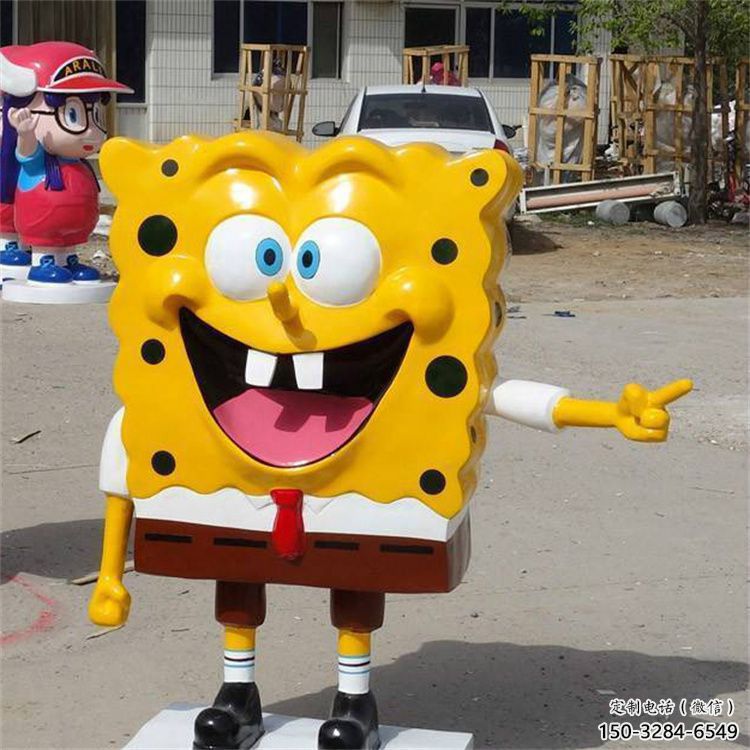 現(xiàn)代海綿寶寶雕塑 大型別墅區(qū)卡通雕塑 抽象動漫雕塑