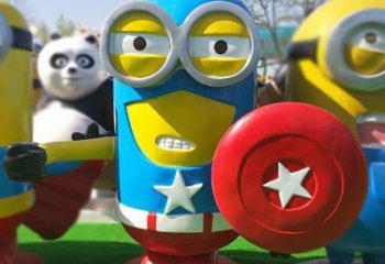 園林小黃人雕塑 大型卡通雕塑 中式動漫雕塑