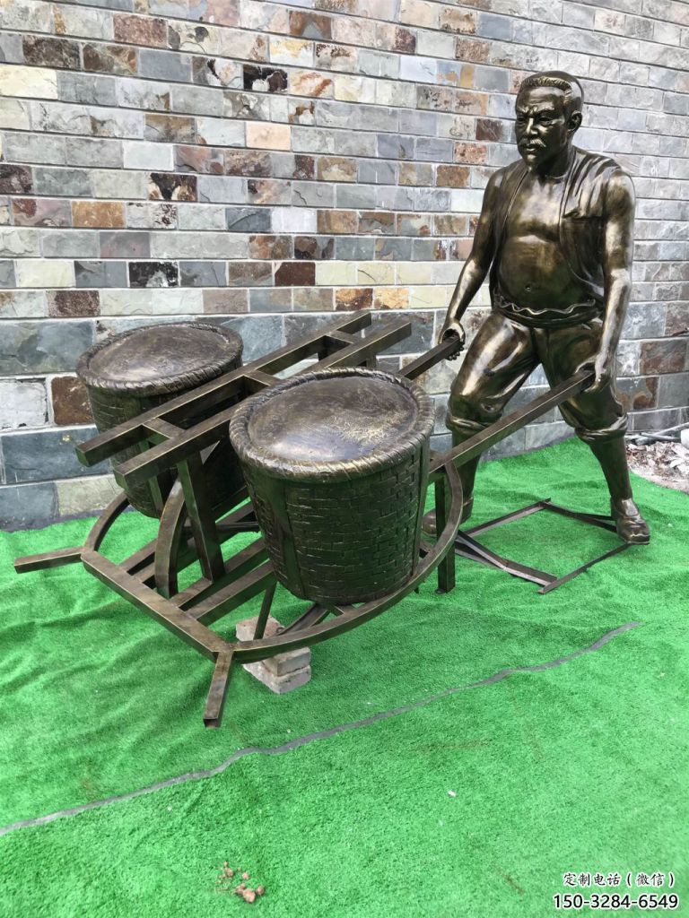 仿古獨輪車雕塑 庭院彩繪雕塑 田間小品 仿古獨輪車雕塑 庭院彩繪雕塑 田間小品