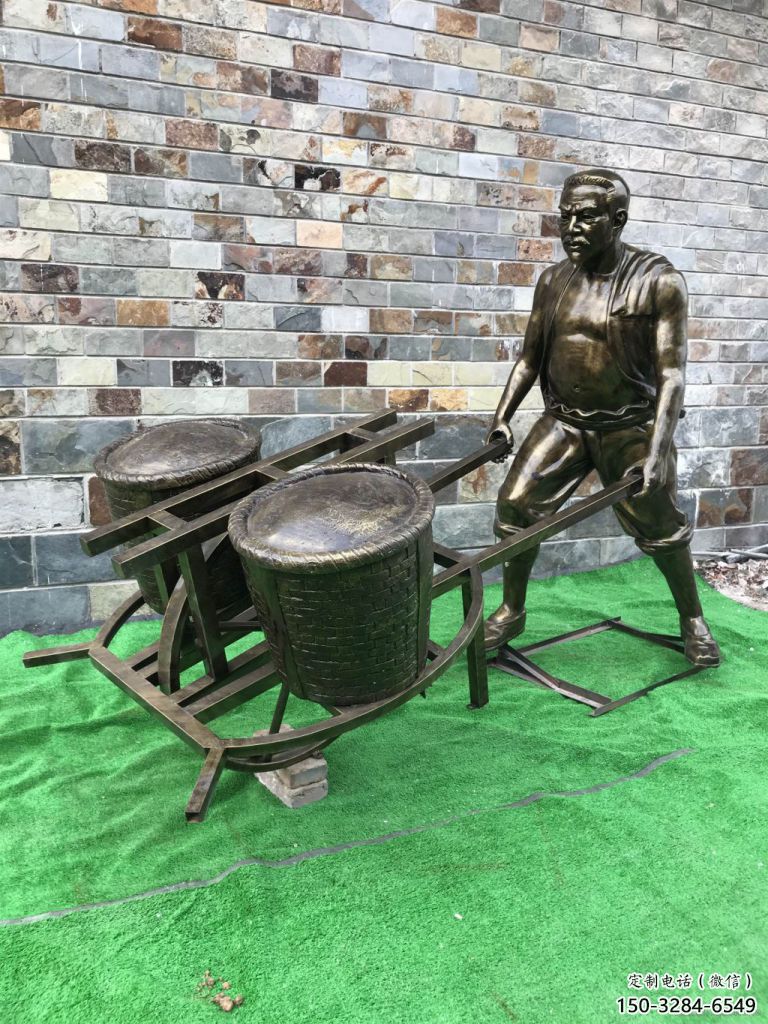 民俗獨輪車雕塑 酒店公園雕塑 風景區擺件 民俗獨輪車雕塑 酒店公園雕塑 風景區擺件