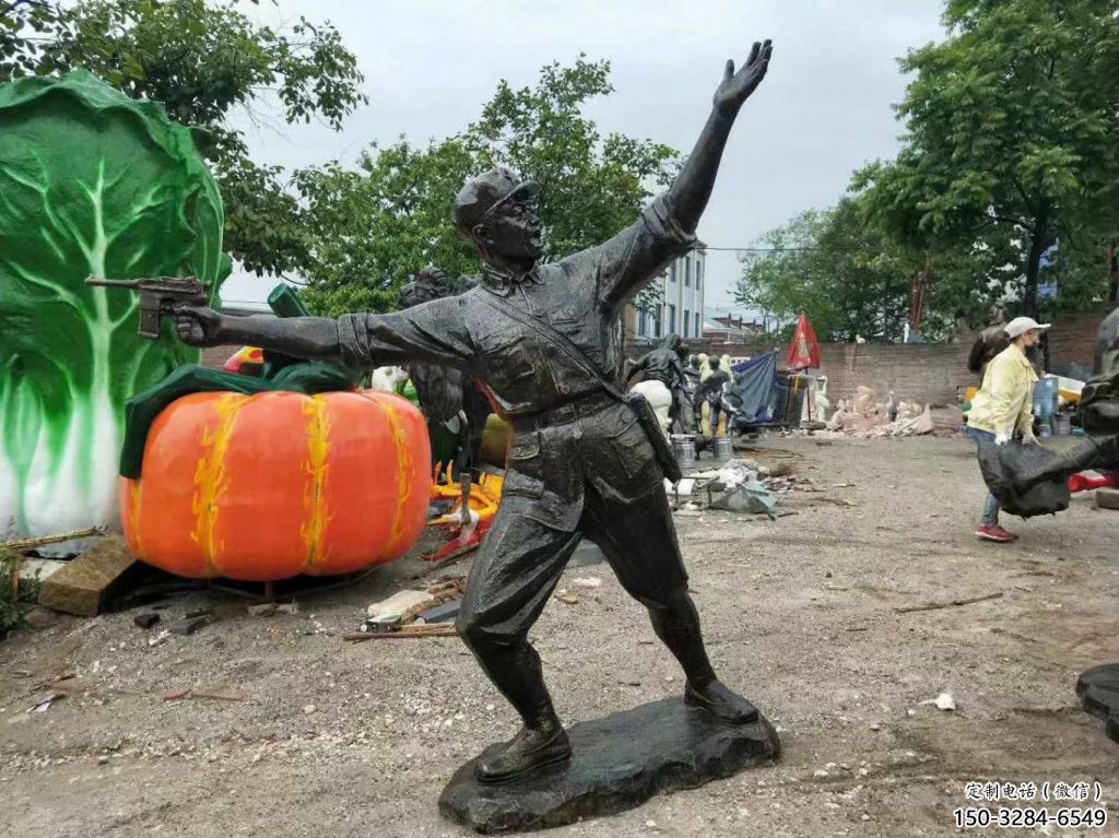 戶外交警雕塑 噴漆軍人雕塑 燈光士兵雕塑