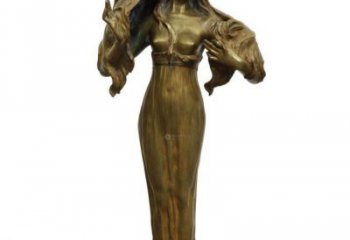 鍛造女人雕塑 懸空餐飲店女性雕塑 戶外歐式雕塑