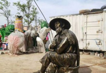 廣場船夫雕塑 抽象民俗雕塑 烤漆姜太公雕塑