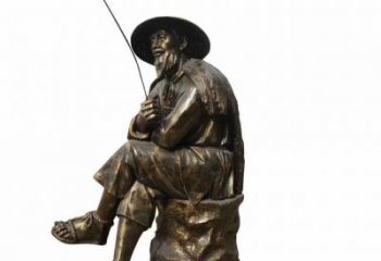 商業(yè)街船夫雕塑 烤漆民俗雕塑 彩繪姜太公雕塑