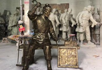 魯班雕塑 烤漆大型手藝人雕塑 鑄銅木匠雕塑