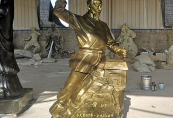 噴漆魯班雕塑 中式村口手藝人雕塑 草地木匠雕塑