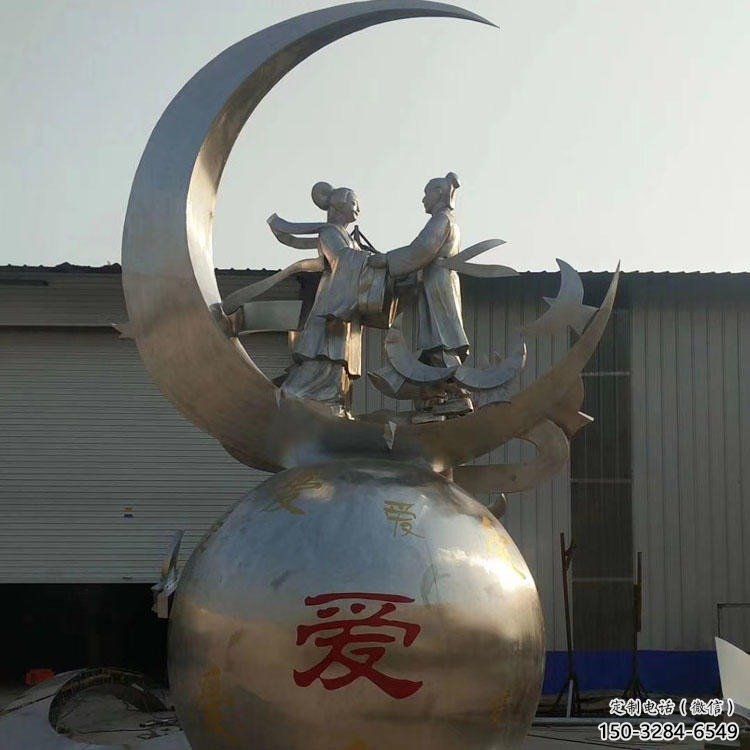 鑄造牛郎織女雕塑 中式村口神話雕塑 古代雕塑 鑄造牛郎織女雕塑 中式村口神話雕塑 古代雕塑