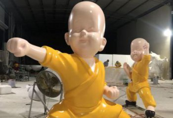 景觀小和尚雕塑 烤漆大型兒童雕塑 酒店肖像雕塑