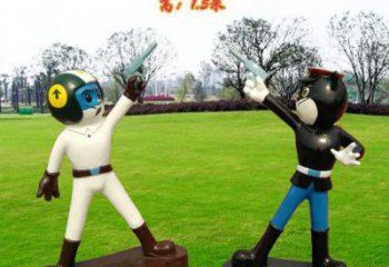 現(xiàn)代黑貓警長雕塑 大型卡通雕塑 彩繪雕塑