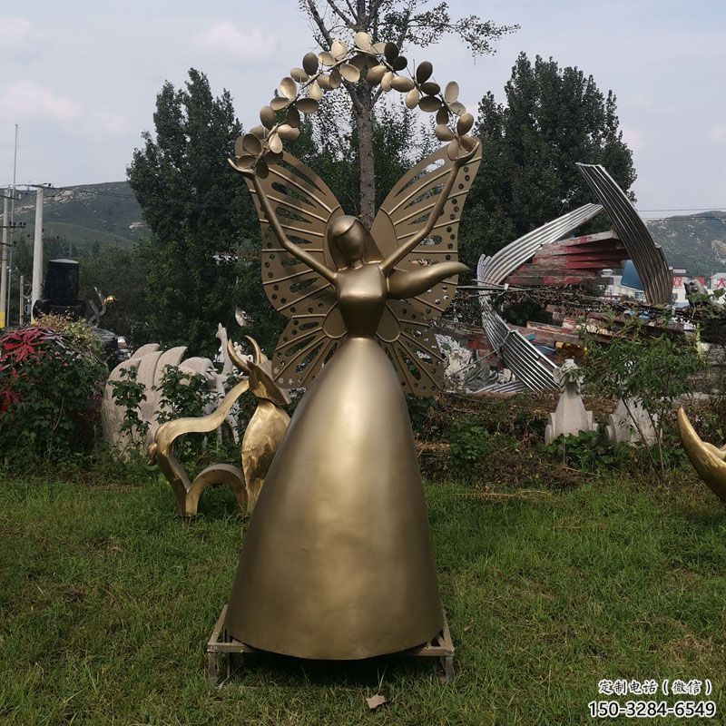 大門(mén)口天使雕塑 發(fā)光公園小品 仿真卡通雕塑