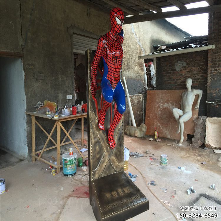 彩繪蜘蛛俠雕塑 卡通雕塑 步行街擺件 彩繪蜘蛛俠雕塑 卡通雕塑 步行街擺件