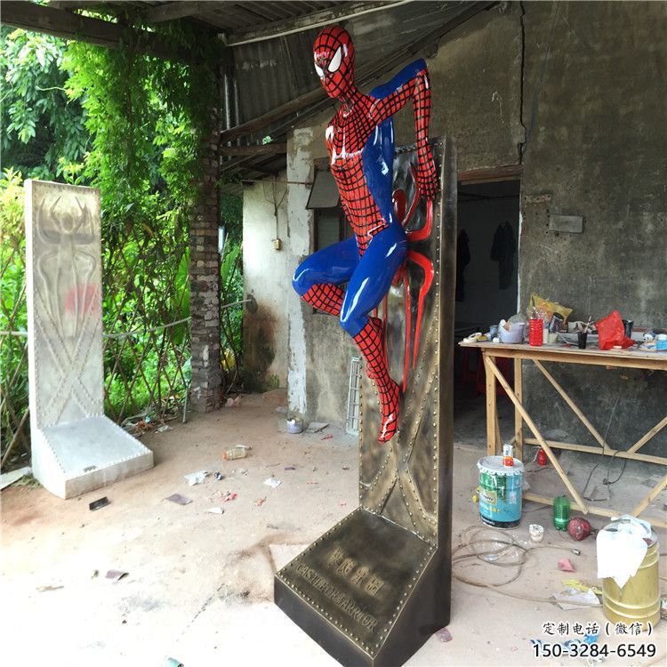 店門口蜘蛛俠雕塑 創意景觀雕塑 卡通擺件 店門口蜘蛛俠雕塑 創意景觀雕塑 卡通擺件