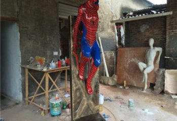 彩繪蜘蛛俠雕塑 卡通雕塑 步行街擺件