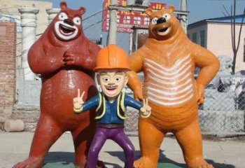 田間熊大雕塑 彩繪動漫雕塑 園林擺件