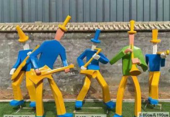吹拉彈唱雕塑 景觀美陳樂(lè)隊(duì)雕塑 噴漆音樂(lè)人雕塑