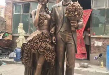 農村愛情雕塑 抽象藝術戀人雕塑 烤漆親吻雕塑