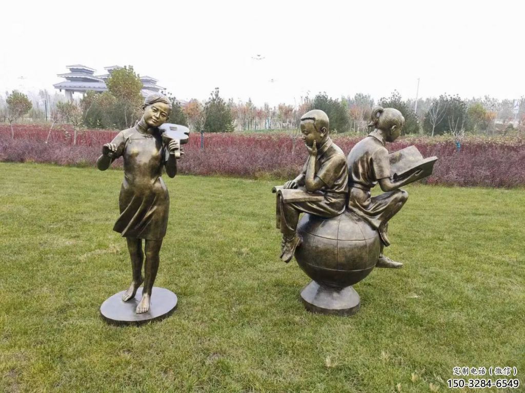 街道看書雕塑 現(xiàn)代學(xué)生雕塑 彩繪人物文化雕塑 街道看書雕塑 現(xiàn)代學(xué)生雕塑 彩繪人物文化雕塑