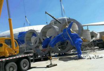 運動場建筑雕塑，不銹鋼五環雕塑，廣場建筑