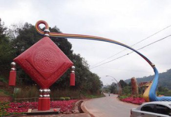街道中國結(jié)雕塑 現(xiàn)代景觀雕塑 彩繪文化雕塑