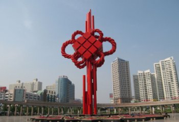 庭院中國結(jié)雕塑廠家，烤漆工藝制作，民俗文化標識