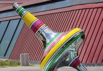 商業街陀螺雕塑 烤漆雕塑 彩繪地標雕塑