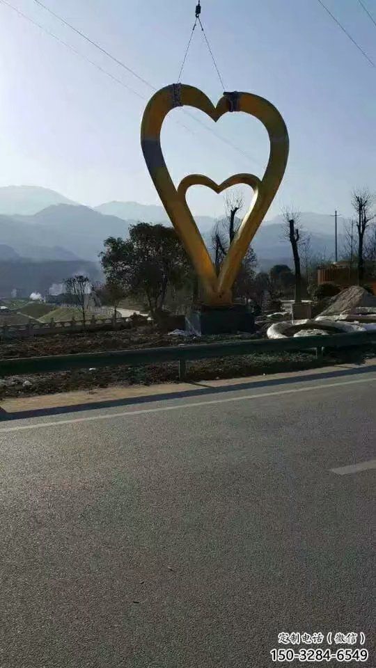 街道雙心雕塑 現代桃心雕塑 彩繪心心相印雕塑 街道雙心雕塑 現代桃心雕塑 彩繪心心相印雕塑