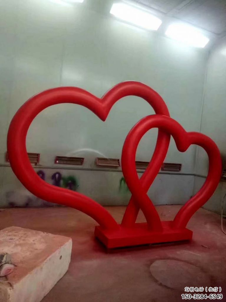 商業街雙心雕塑 烤漆雕塑 彩繪心心相印雕塑 商業街雙心雕塑 烤漆雕塑 彩繪心心相印雕塑