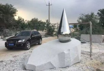 鏡面水珠雕塑廠家，立體藝術(shù)效果，不銹鋼材質(zhì)制作