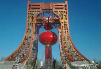 大型燈籠雕塑 歐式步行街雕塑 彩繪雕塑