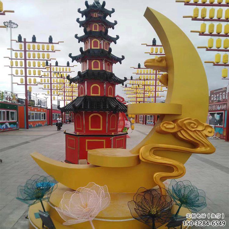 街道月牙雕塑 現代雕塑 彩繪月亮牙雕塑 街道月牙雕塑 現代雕塑 彩繪月亮牙雕塑