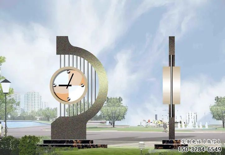 噴漆鐘表雕塑 中式村口時鐘雕塑 草地雕塑 噴漆鐘表雕塑 中式村口時鐘雕塑 草地雕塑