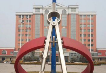 彩繪圓規雕塑 電鍍現代景觀雕塑 公園標識雕塑
