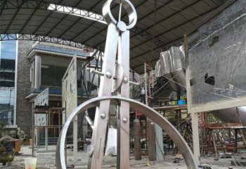 草地圓規雕塑 現代校園標識雕塑 大型景觀雕塑