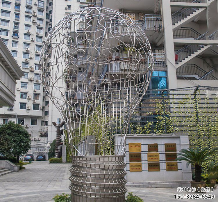 燈泡雕塑 拉絲燈具主題 步行街電燈泡雕塑 燈泡雕塑 拉絲燈具主題 步行街電燈泡雕塑