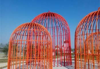 大型鳥籠雕塑 鍛造發光籠子雕塑 房地產鳥籠子雕塑