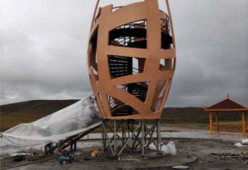 噴漆鳥籠雕塑 中式村口籠子雕塑 草地鳥籠子雕塑