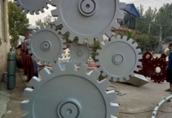 大型齒輪雕塑 鍛造發光工業雕塑 房地產機械雕塑