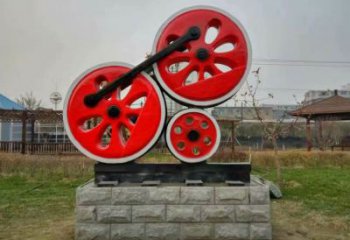 仿真齒輪雕塑 電鍍現代工業雕塑 部隊機械雕塑