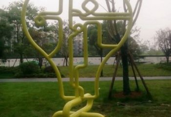 鋼管燈泡雕塑 異形噴水燈具主題 農(nóng)村電燈泡雕塑